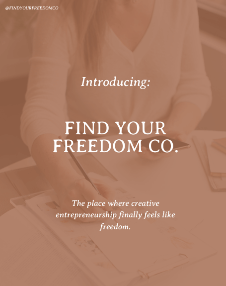 the welcome banner for Find Your Freedom Co. White text on a red background